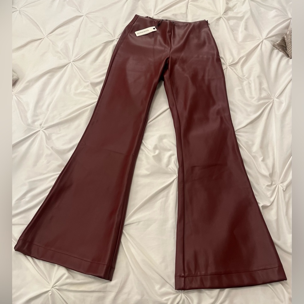 Burgundy leather pants